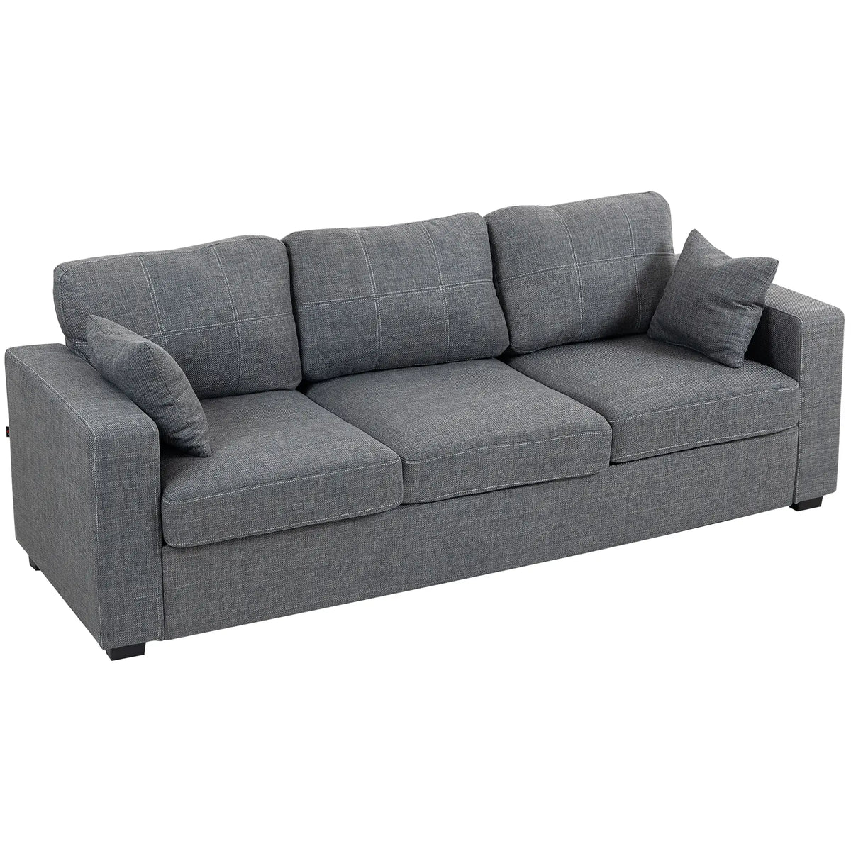 Modern Upholstered 3 Seater Sofa, Deep Seat, Dark Grey 3-Seater Sofas Dark Grey at Gallery Canada