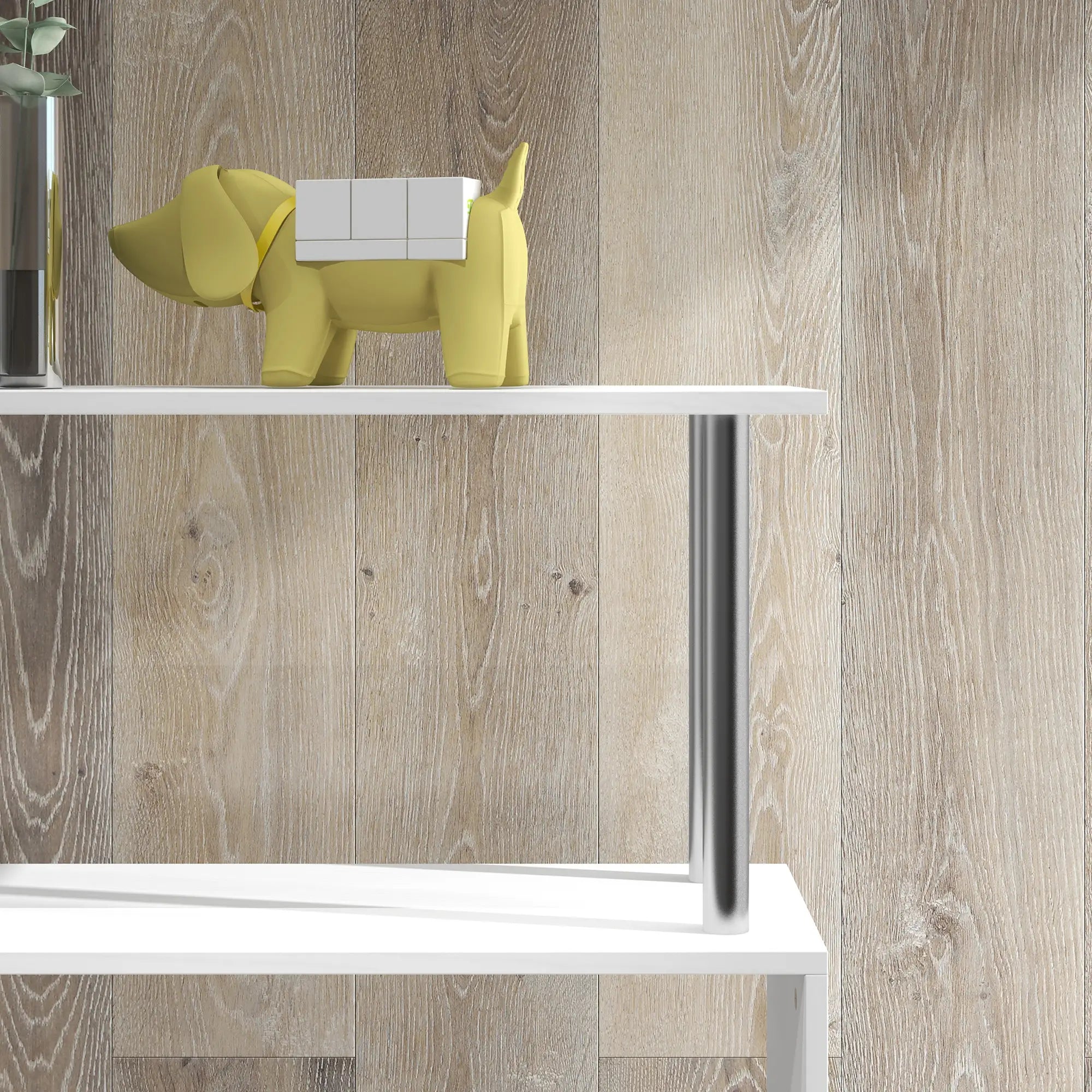 5-Tier Geometric Wooden Bookcase, S-Shaped Storage, White Display Bookshelves at Gallery Canada