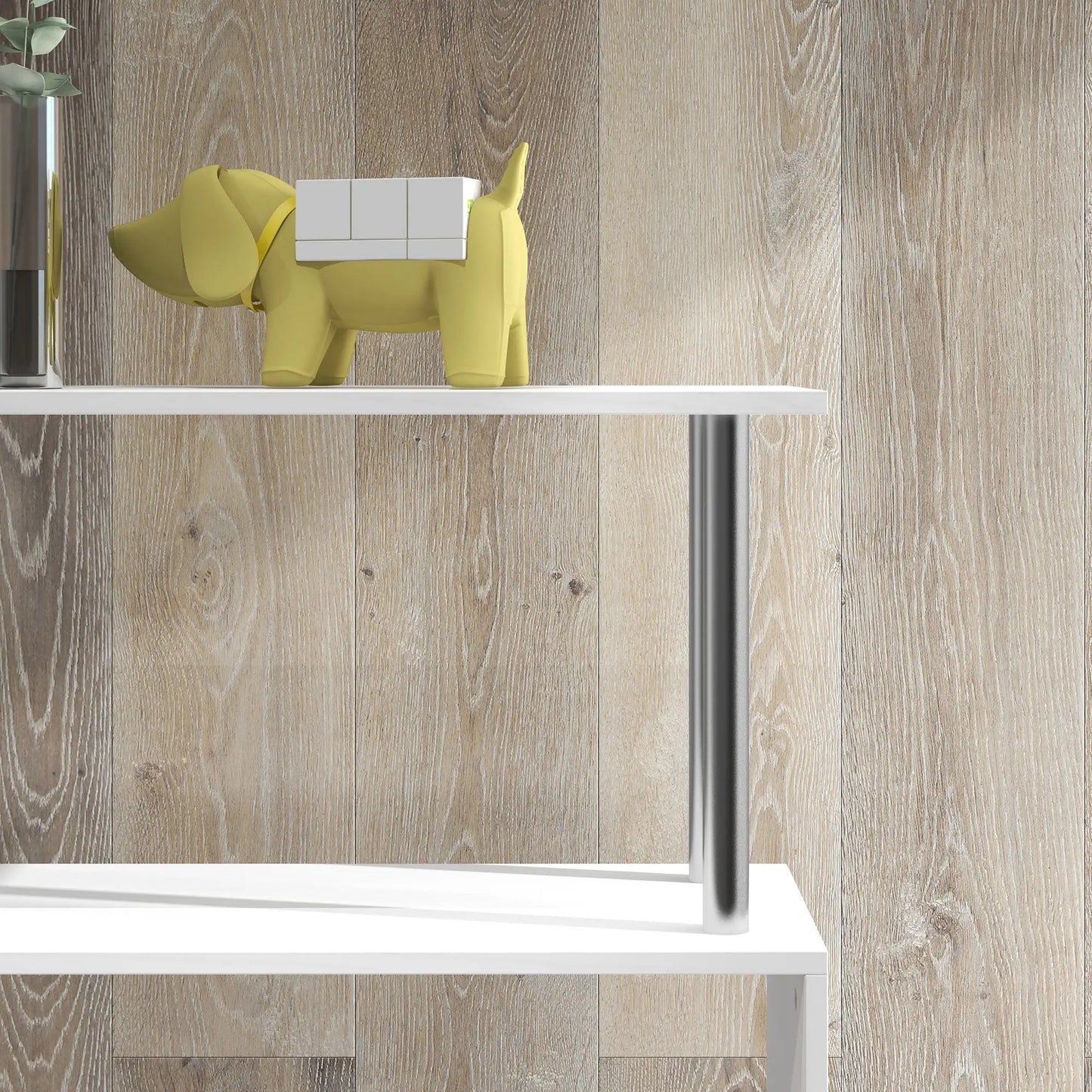 5-Tier Geometric Wooden Bookcase, S-Shaped Storage, White Display Bookshelves at Gallery Canada