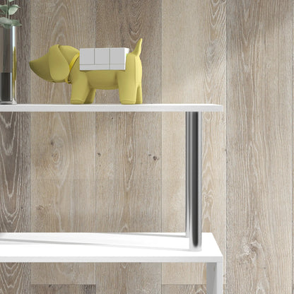 5-Tier Geometric Wooden Bookcase, S-Shaped Storage, White Display Bookshelves at Gallery Canada