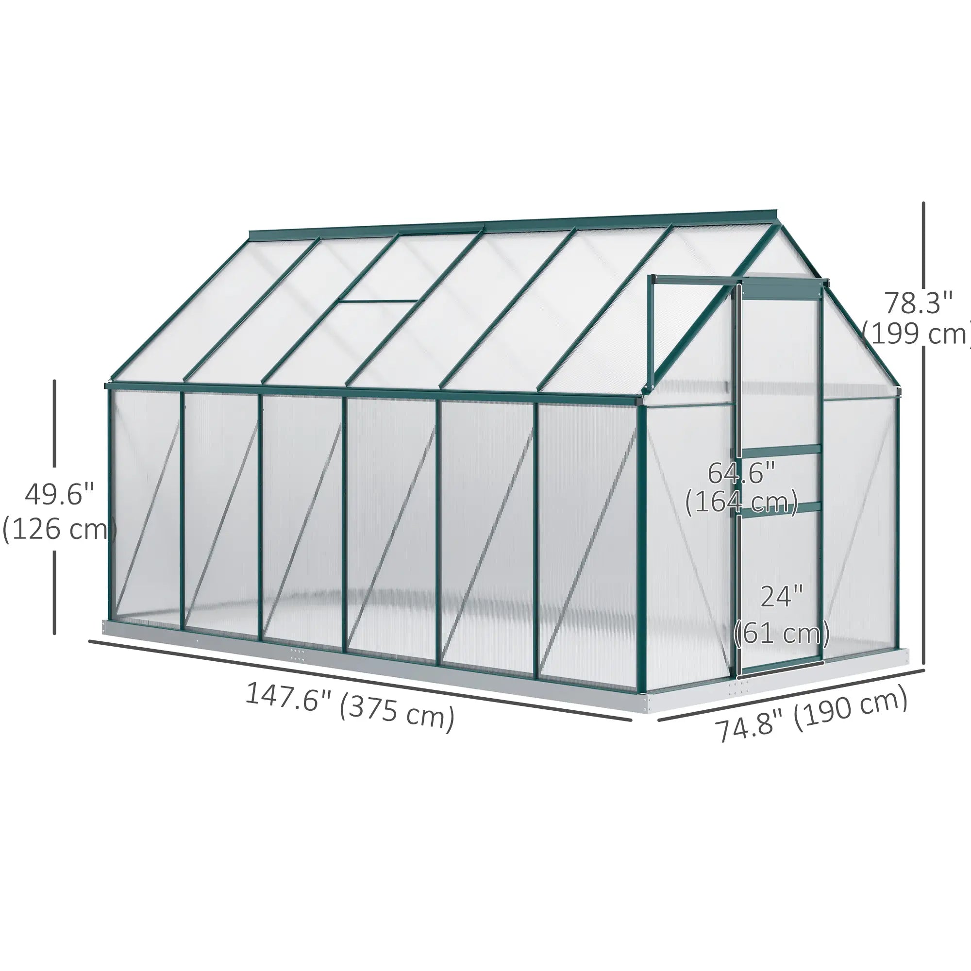 6' x 12' x 6.5' Polycarbonate Greenhouse, Walk-in, Adjustable Roof Vent, Green Walk In Greenhouses at Gallery Canada