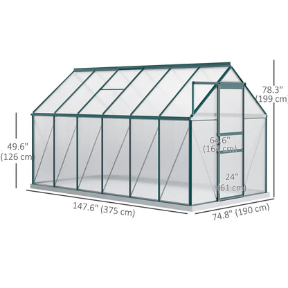 6' x 12' x 6.5' Polycarbonate Greenhouse, Walk-in, Adjustable Roof Vent, Green Walk In Greenhouses at Gallery Canada