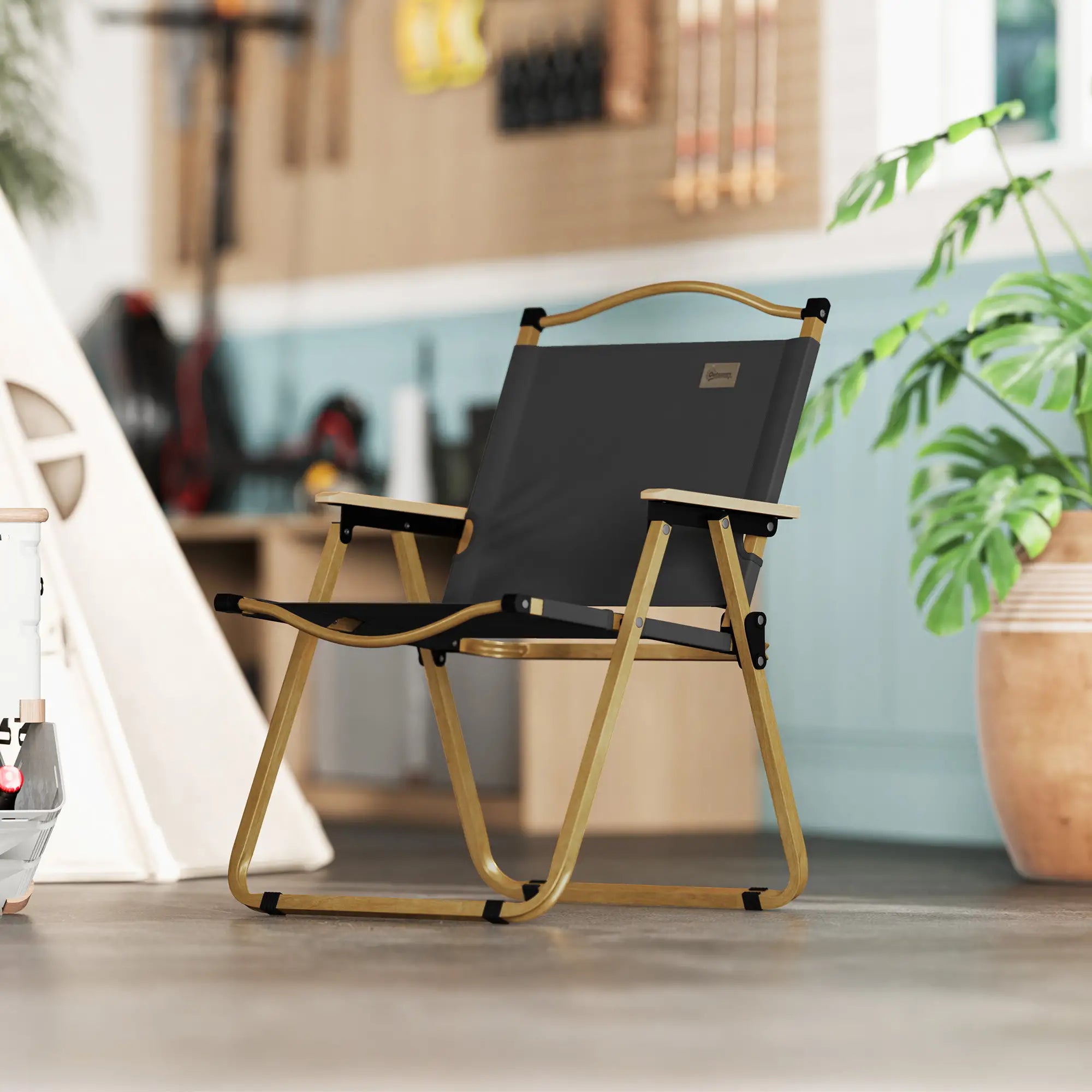 Lightweight Folding Camping Chair, Portable Armchair, Dark Grey Picnic Tables & Camping Chairs at Gallery Canada