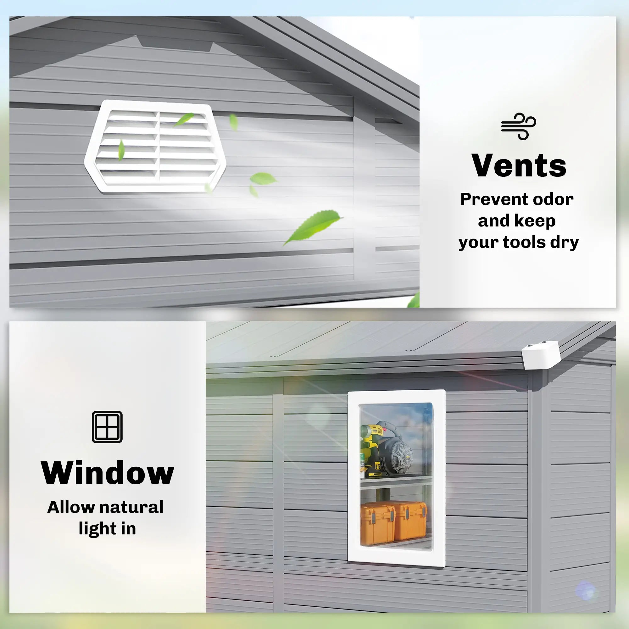 8' x 6' Plastic Garden Storage Shed, Latch Door, Vents, Dark Grey Sheds at Gallery Canada