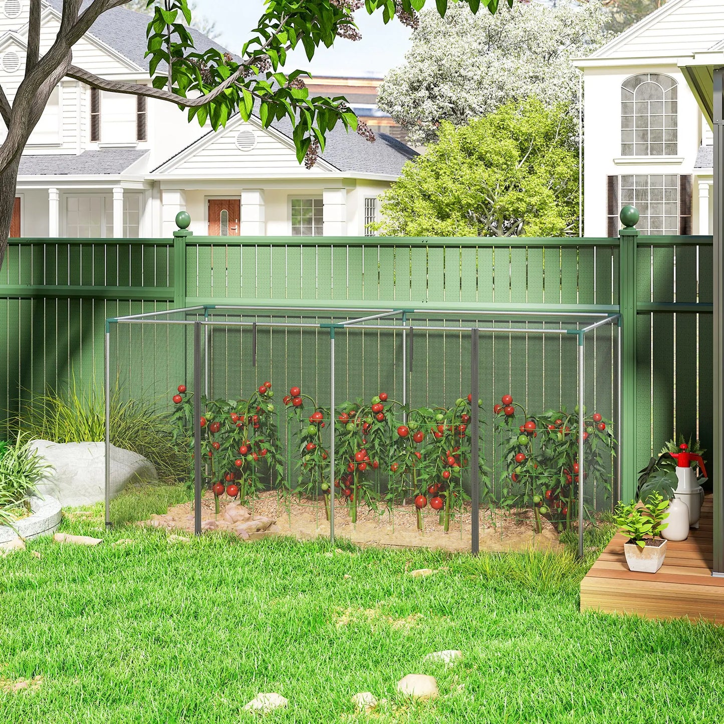 Galvanized Steel Crop Cage, Plant Protection Tent, 8' x 4', Black