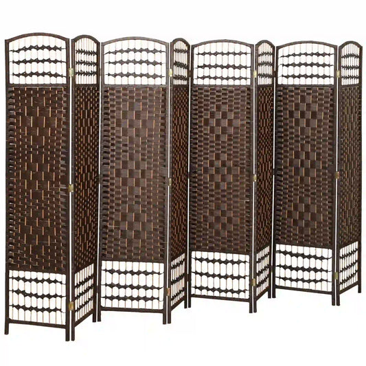 8 Panel Folding Room Divider, Portable Privacy Screen, Brown Room Dividers Brown at Gallery Canada