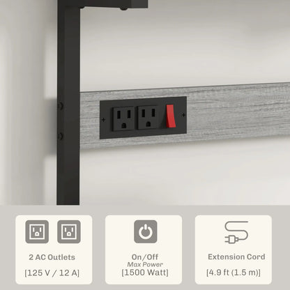 Kitchen Baker's Rack with Power Outlet, Adjustable Shelves, Distressed Grey, Grey Bar Cabinets at Gallery Canada