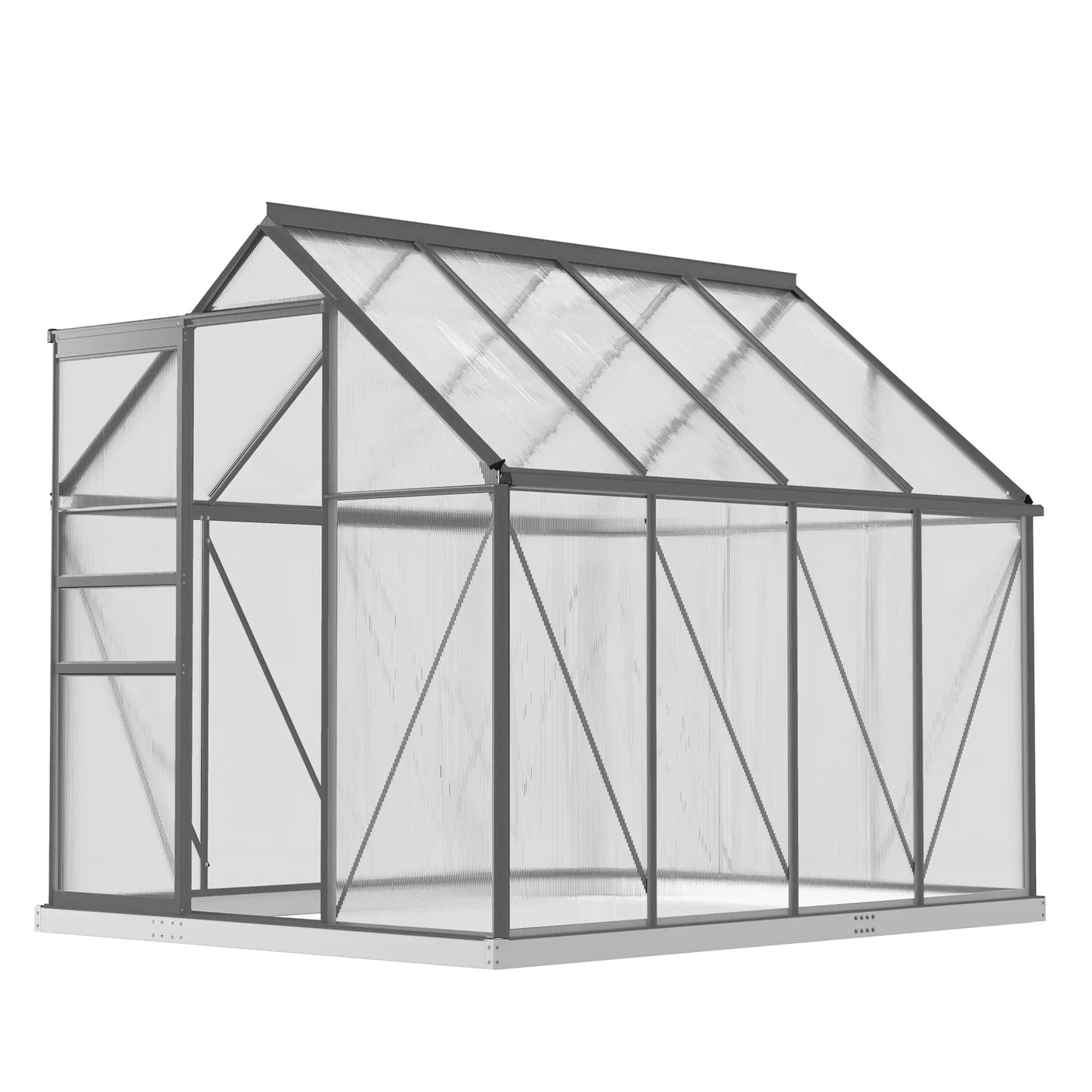 6' x 8' x 6.5' Polycarbonate Greenhouse, Walk-in, Adjustable Roof Vent, Charcoal Grey Walk In Greenhouses Clear, Charcoal Grey at Gallery Canada