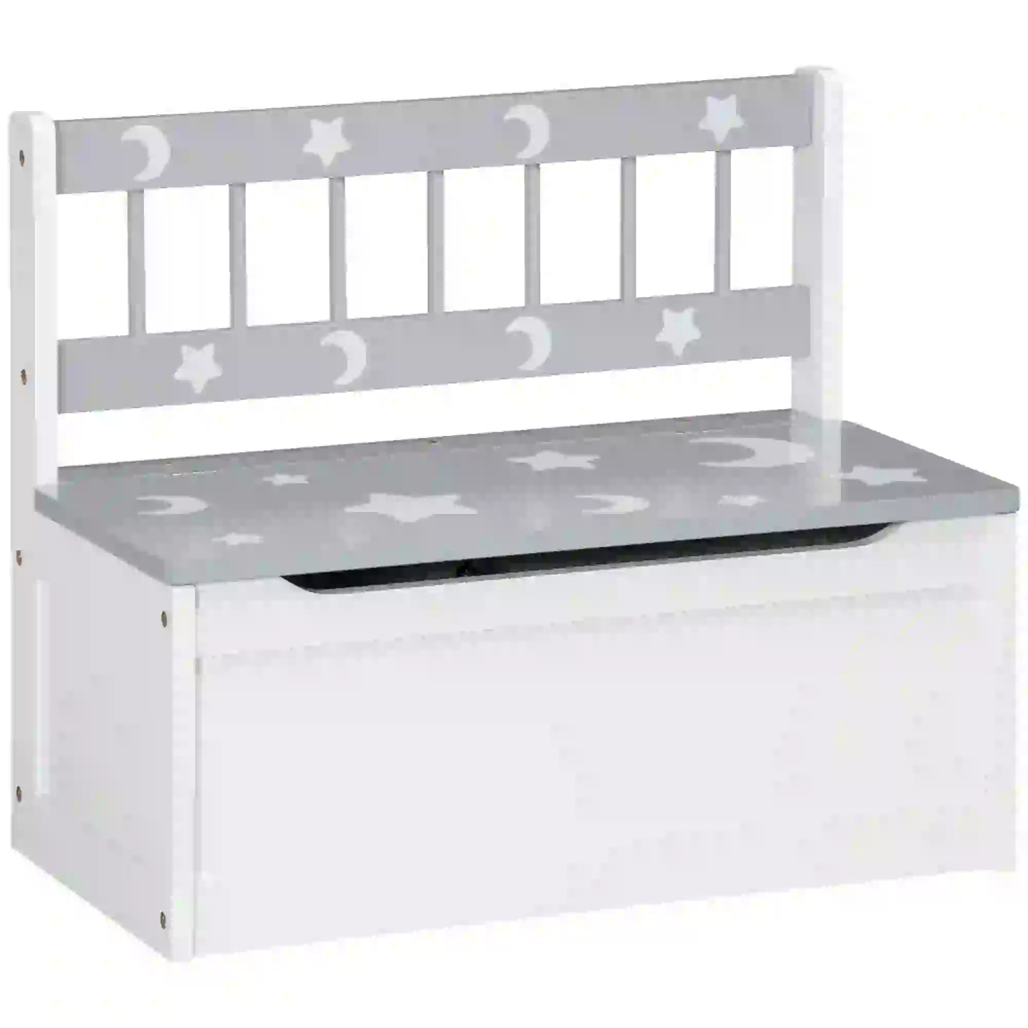 Kids Toy Storage Chest with Lid, Safety Hinge, Bench Seat, Backrest, Grey Baby & Kids Storage at Gallery Canada