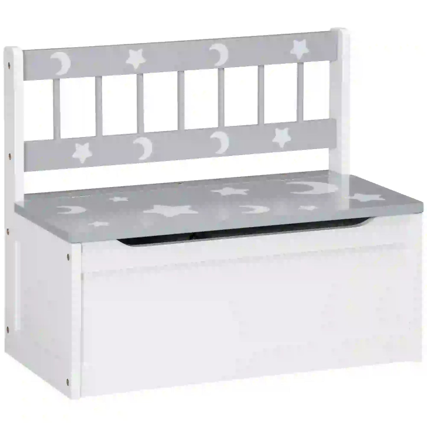 Kids Toy Storage Chest with Lid, Safety Hinge, Bench Seat, Backrest, Grey Baby & Kids Storage at Gallery Canada