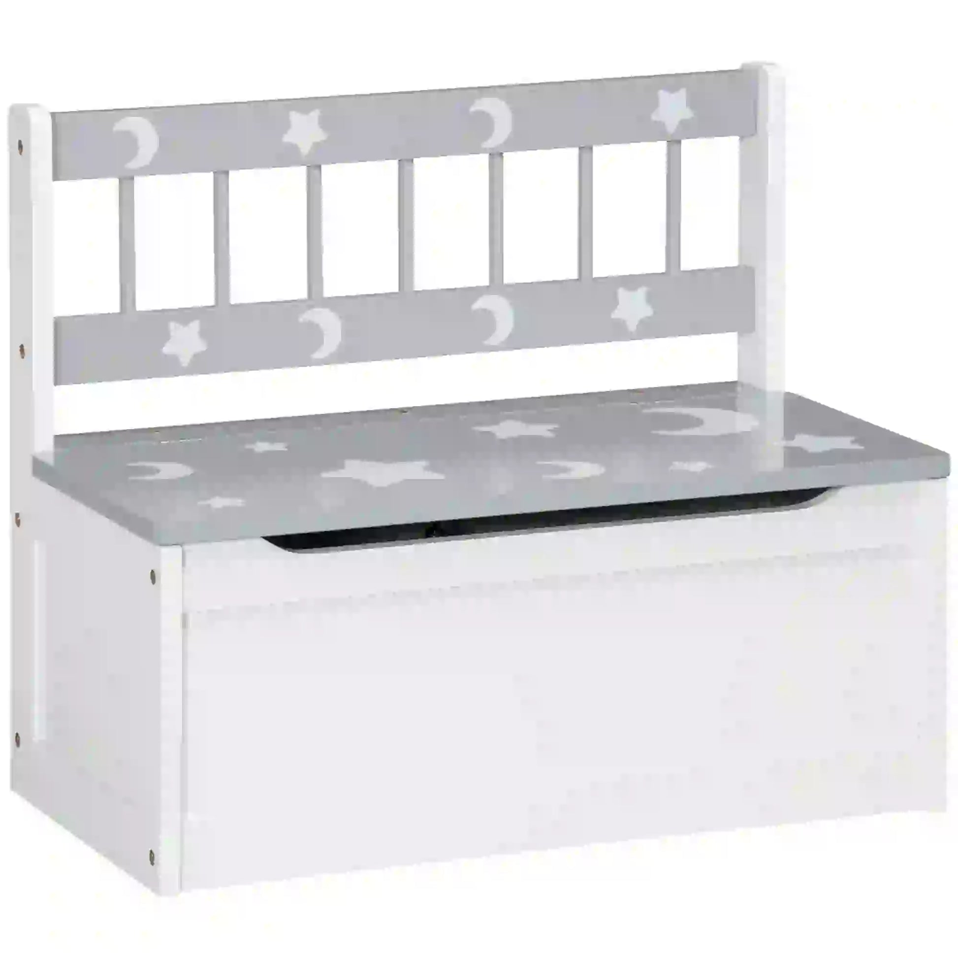 Kids Toy Storage Chest with Lid, Safety Hinge, Bench Seat, Backrest, Grey Baby & Kids Storage at Gallery Canada