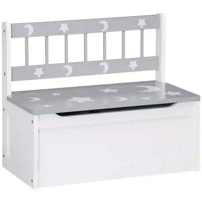 Kids Toy Storage Chest with Lid, Safety Hinge, Bench Seat, Backrest, Grey Baby & Kids Storage at Gallery Canada