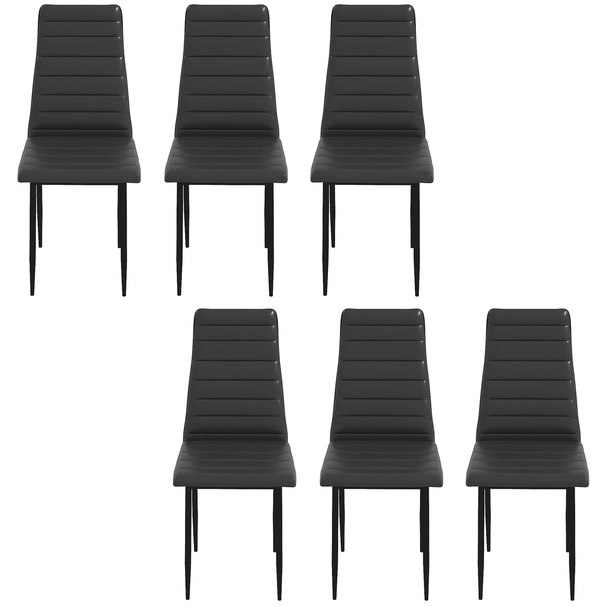 Modern PU Leather Dining Chairs, Set of 6, Metal Legs, Black Bar Stools at Gallery Canada