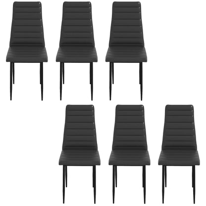 Modern PU Leather Dining Chairs, Set of 6, Metal Legs, Black Bar Stools at Gallery Canada