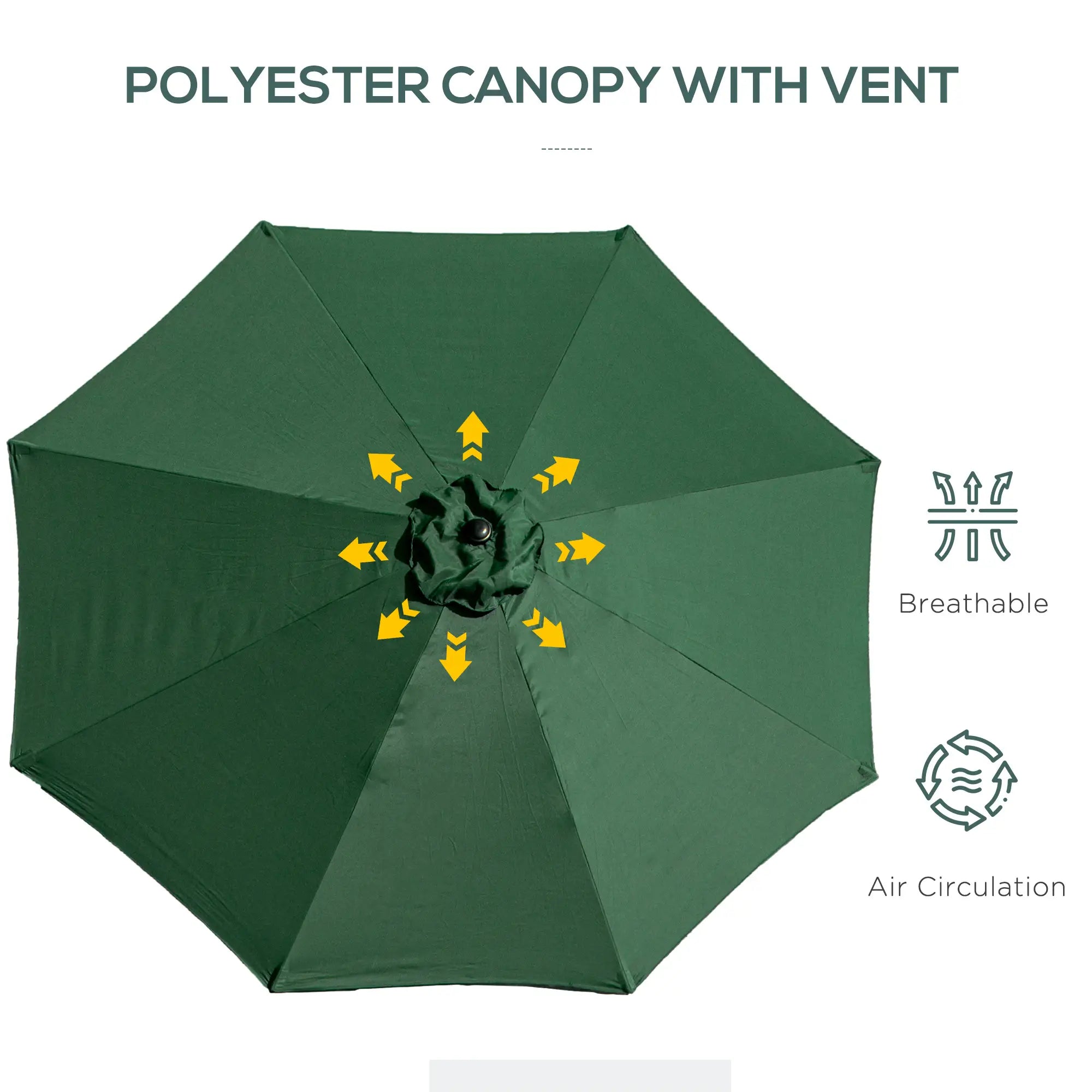10' x 8' Round Market Umbrella, Crank Handle, Tilt, Green Sun Umbrellas at Gallery Canada