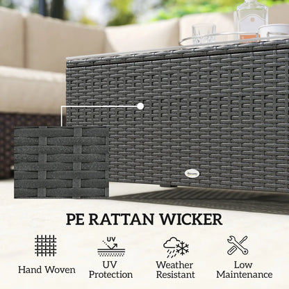 PE Wicker Outdoor Coffee Table, Glass Top, Dark Grey Patio Dining Tables at Gallery Canada