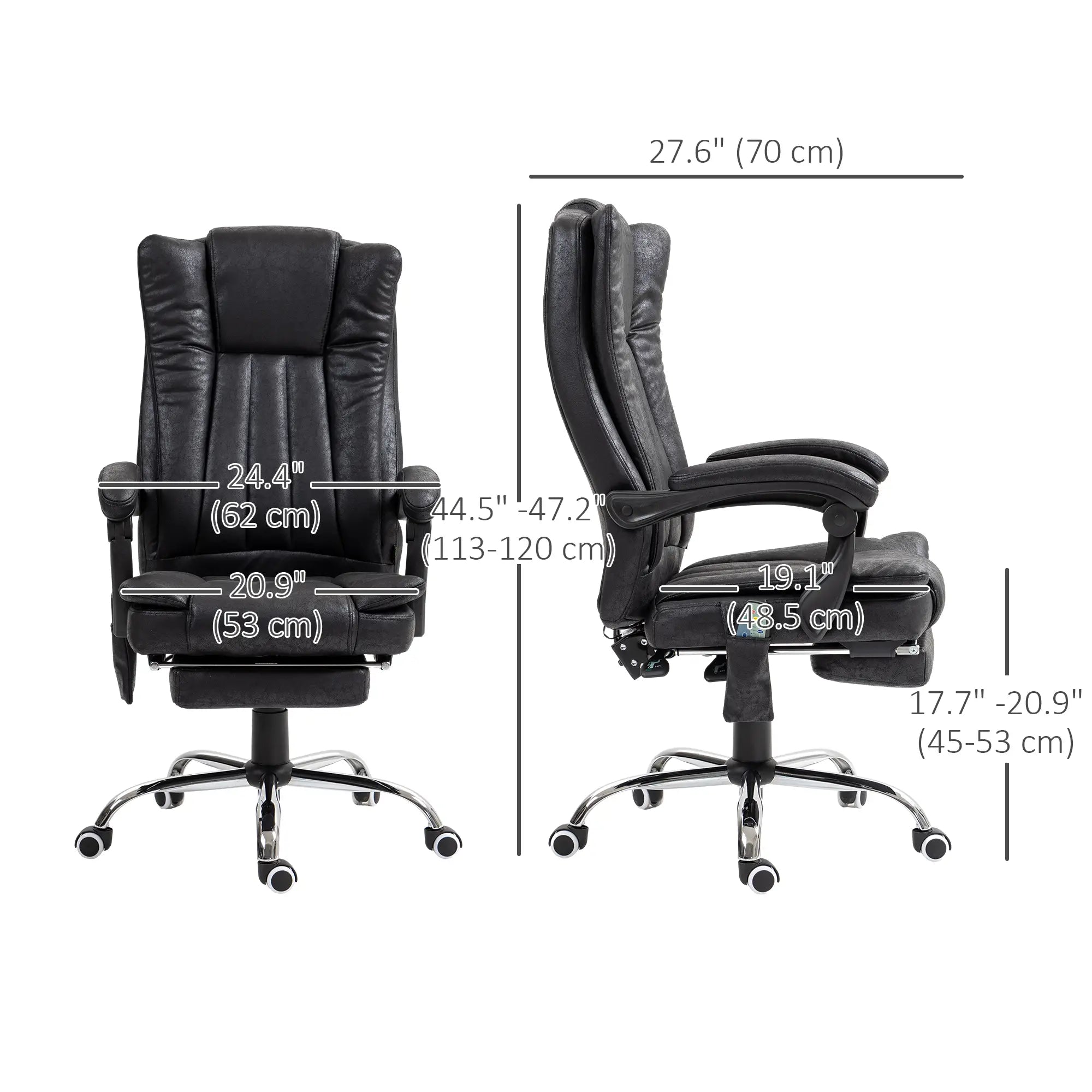 Office Chair, 6-Point Vibration Massage, Micro Fiber Recliner, Retractable Footrest, Black Massage Chairs at Gallery Canada