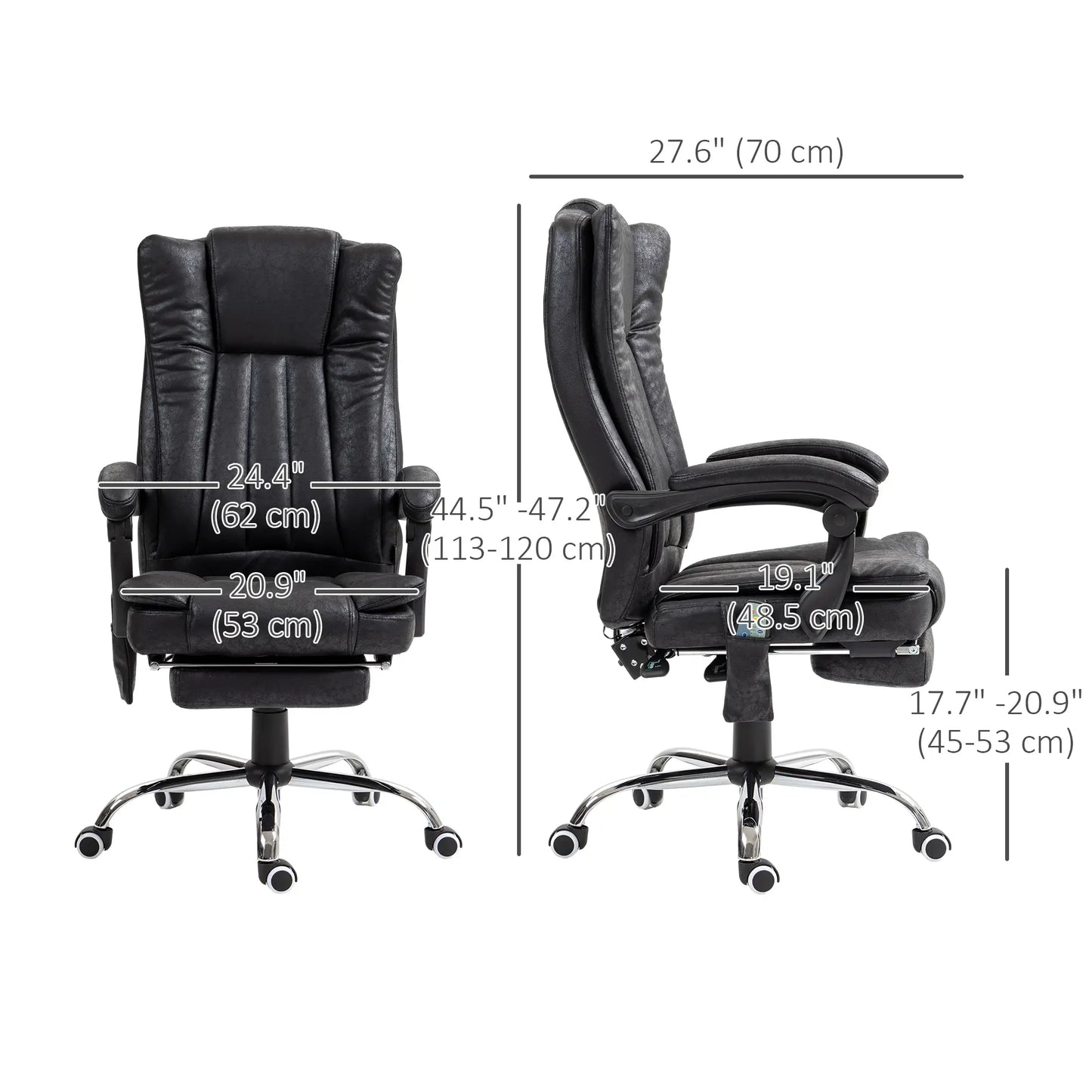 Office Chair, 6-Point Vibration Massage, Micro Fiber Recliner, Retractable Footrest, Black Massage Chairs at Gallery Canada