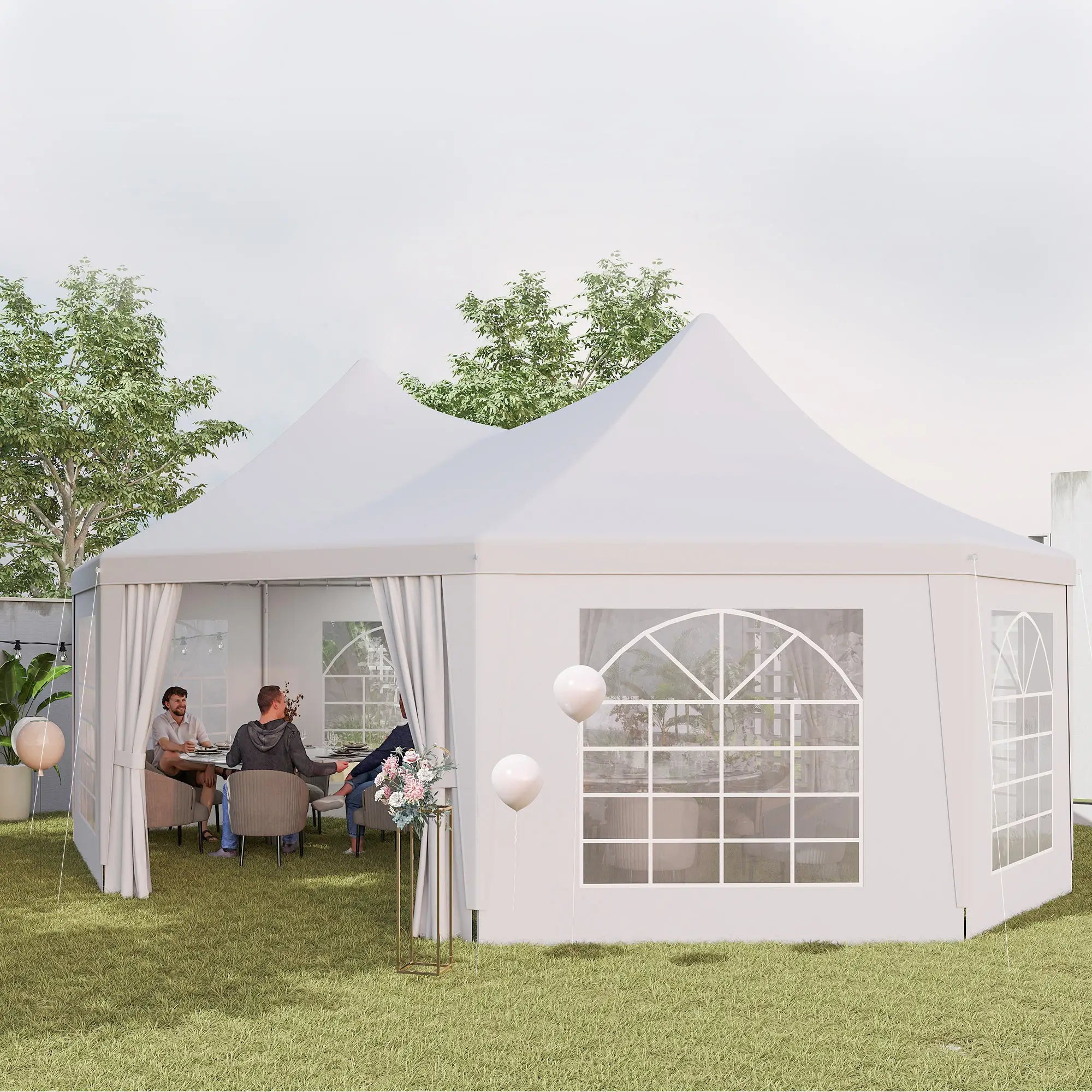 16' x 22' White High Peak Octagonal Wedding Tent, Removable Walls, White Canopy Tents at Gallery Canada
