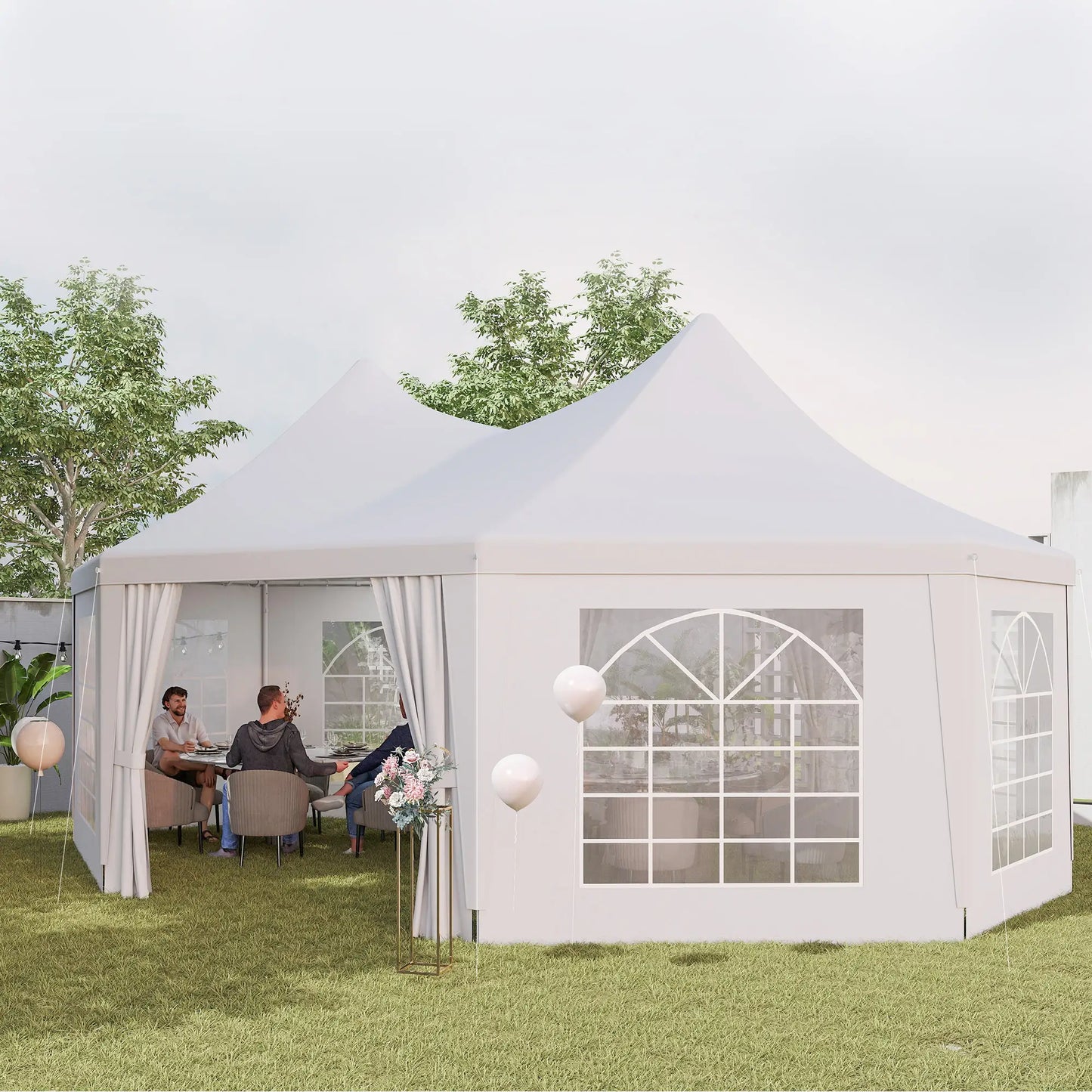 16' x 22' White High Peak Octagonal Wedding Tent, Removable Walls, White Canopy Tents at Gallery Canada
