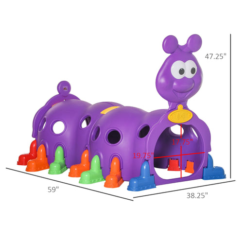 Caterpillar Tunnels for Kids to Crawl Through Climbing Toy Indoor &; Outdoor Play Structure for 3-6 Years Old, Purple