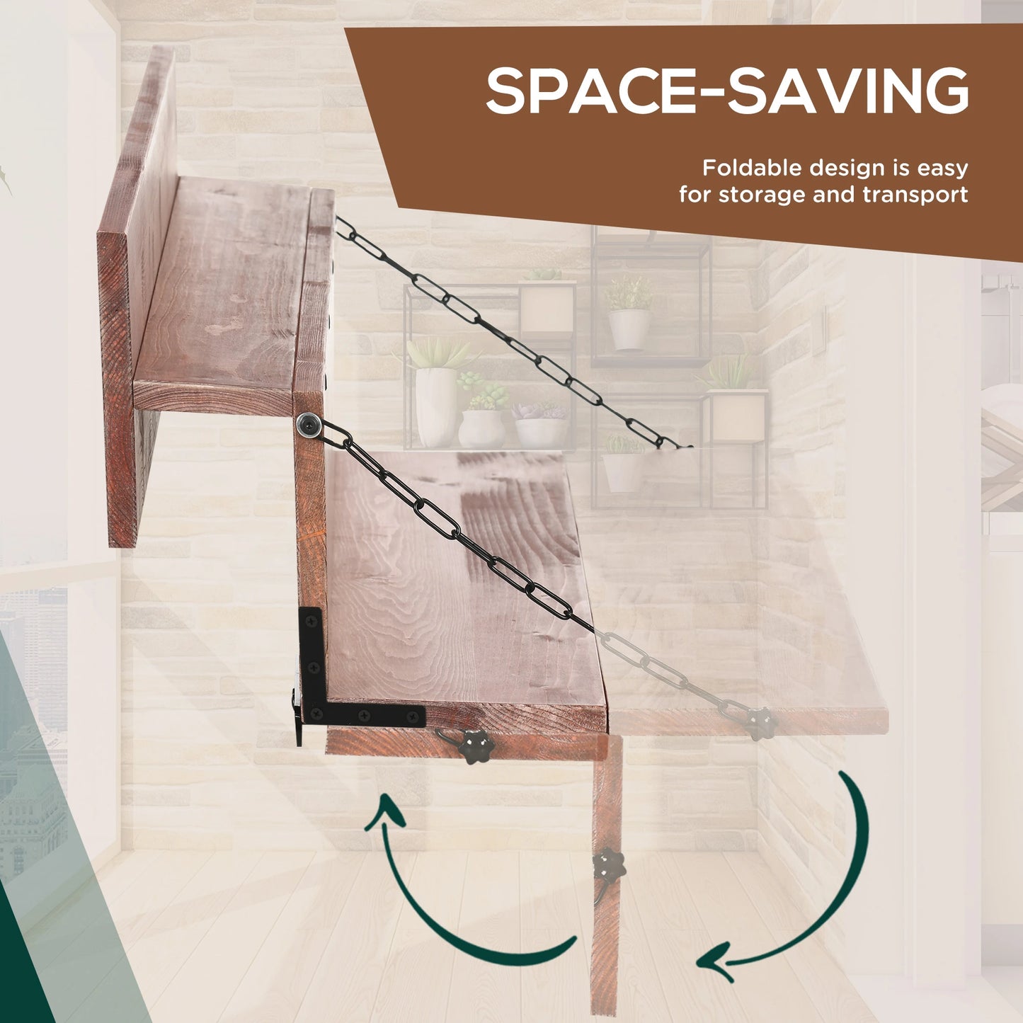 Folding Balcony Table, Spruce Foldable Desk, 39.4 Inch, Orange Balcony Table Hanging at Gallery Canada