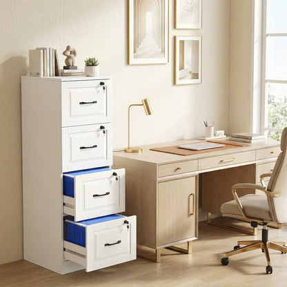 4 Drawer File Cabinet With Lock, Vertical Filing Cabinet, White Office Cabinets & Cupboards at Gallery Canada