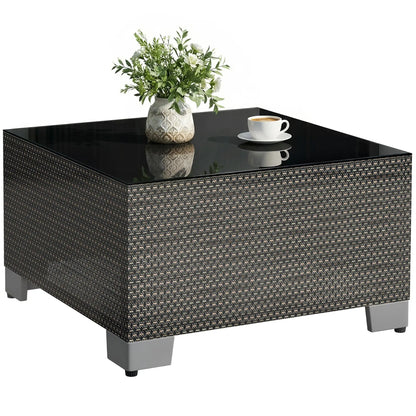 21.7" Square Patio Table, Tempered Glass Top, Black Patio Side Tables at Gallery Canada