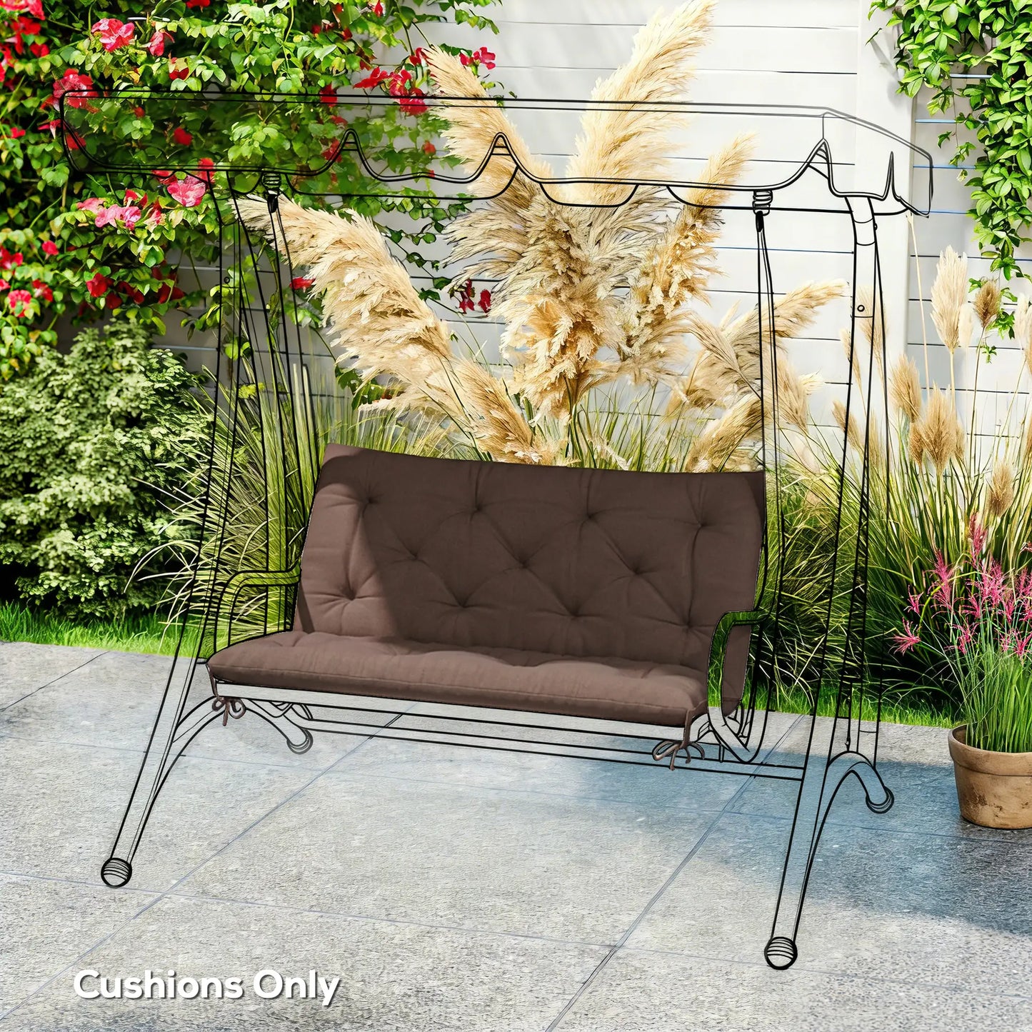 Garden Bench Cushion With Backrest, Non-Slip 2 Seater, Coffee Patio Chair Cushions at Gallery Canada