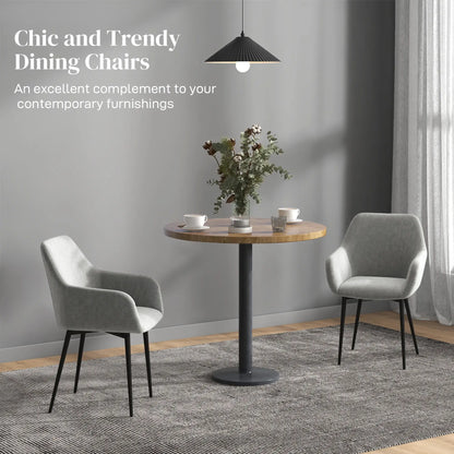 Velvet Fabric Dining Chairs Set of 2, With Backrest and Armrests, Dark Grey Dining Chairs at Gallery Canada
