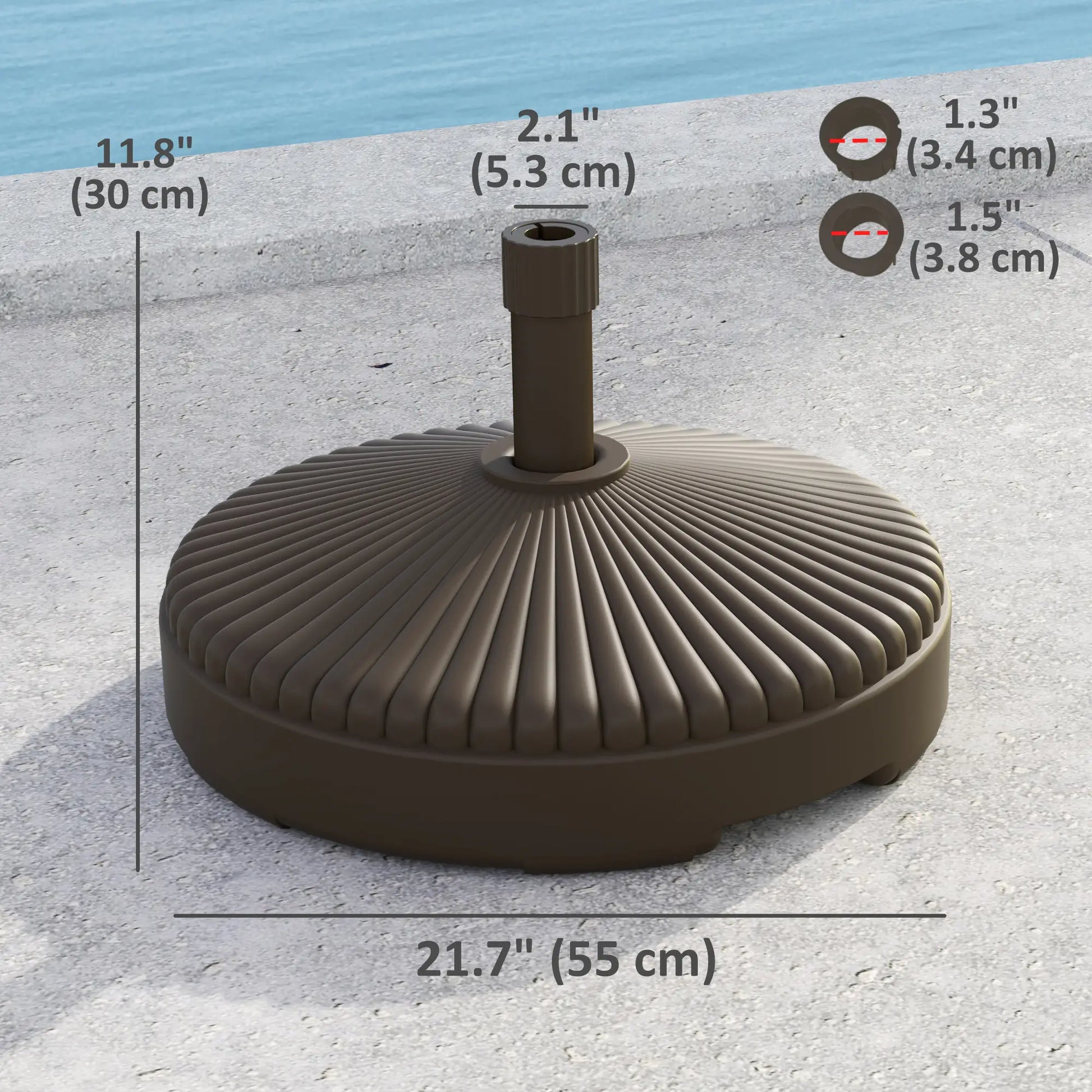 Round Patio Umbrella Base, Holds 62lbs, for Garden, Poolside, Brown Umbrella Bases at Gallery Canada