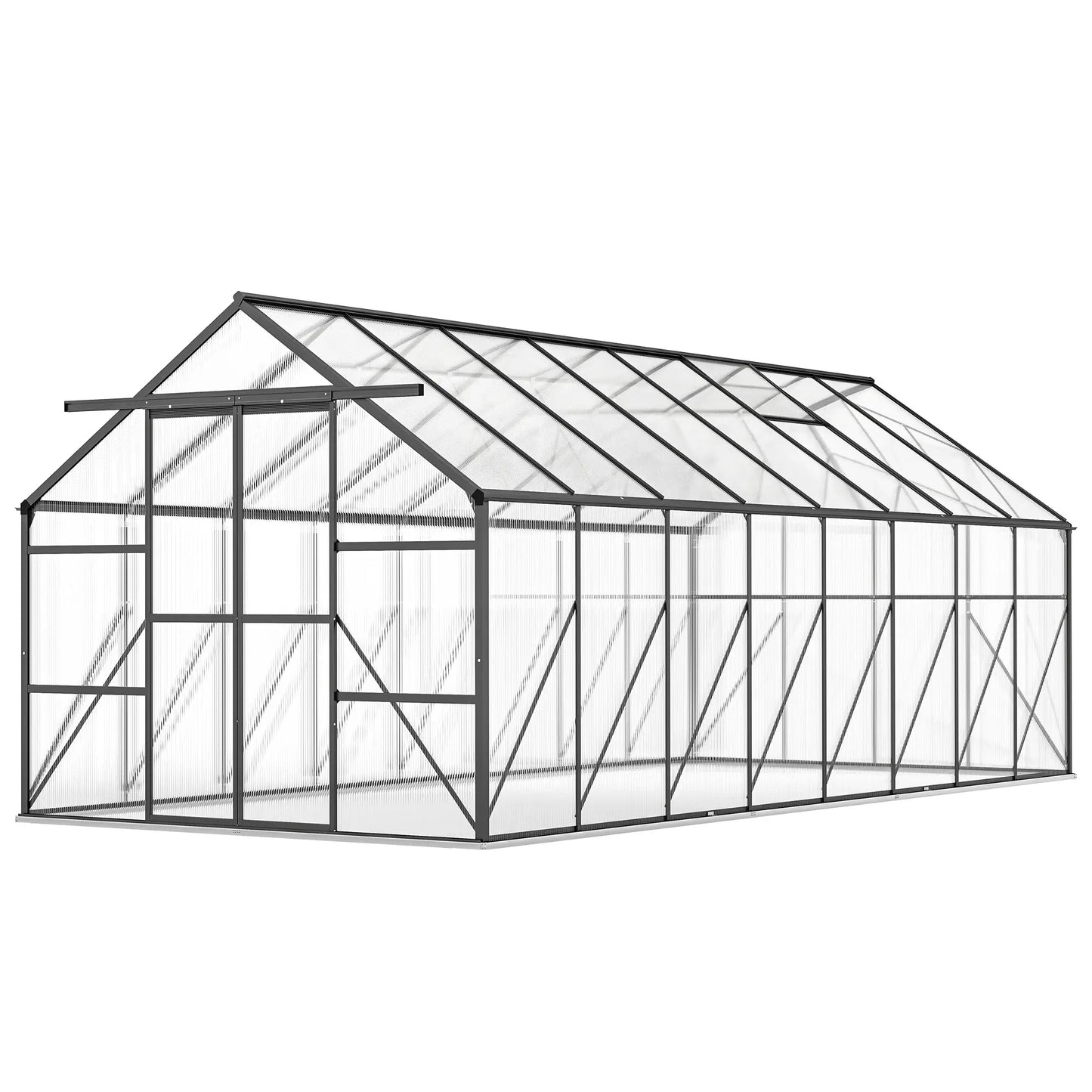 Aluminum Greenhouse Kit, Polycarbonate Walk-In, 16' x 8', Dark Grey Walk In Greenhouses Dark Grey, Clear at Gallery Canada