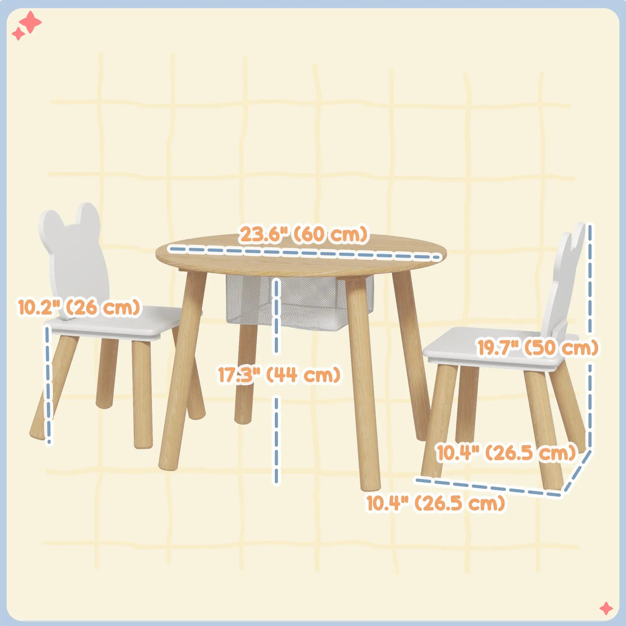 Kids Table and Chair Set, 3 Pieces, Bear-Shaped Chairs, Mesh Bag Kids Table Sets at Gallery Canada