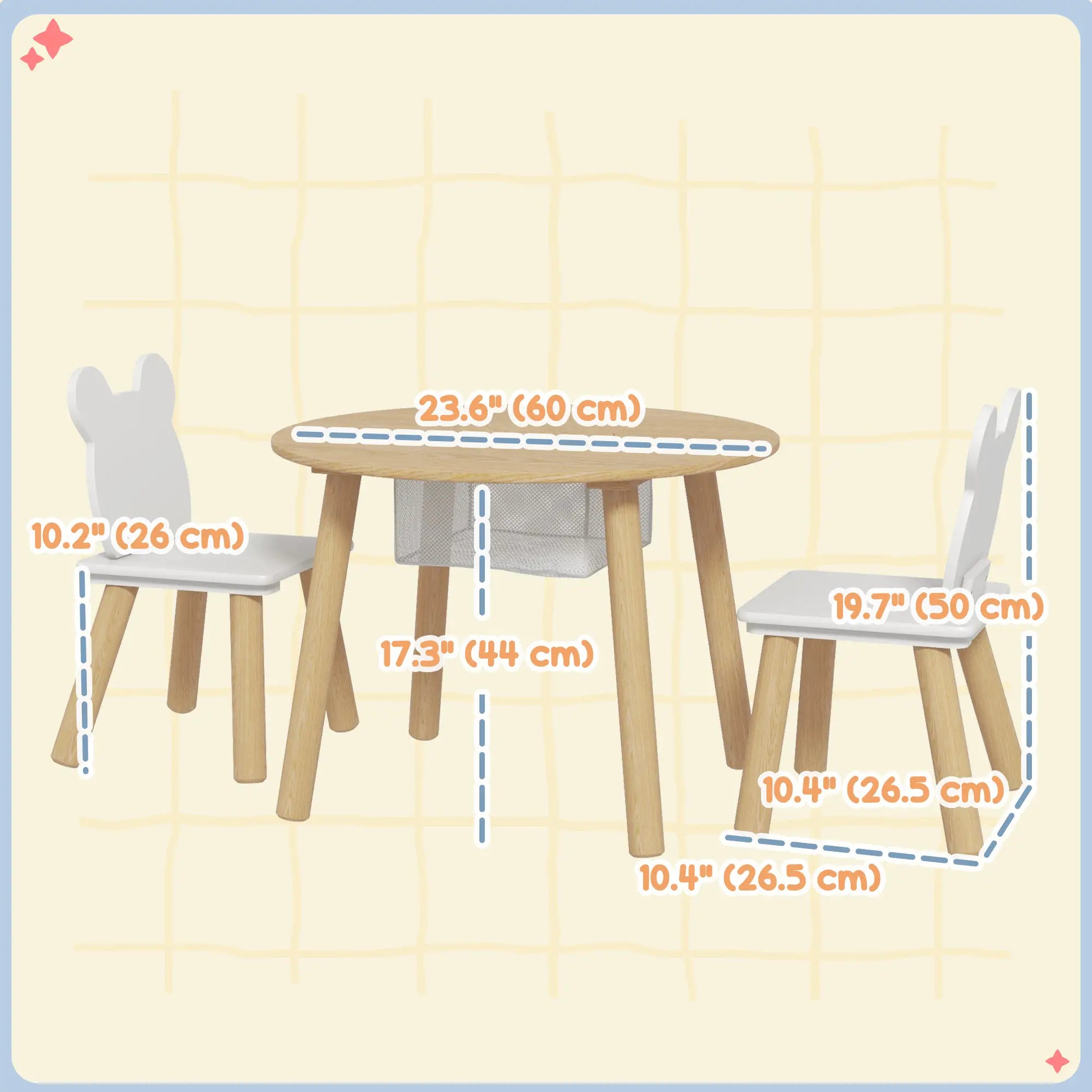 Kids Table and Chair Set, 3 Pieces, Bear-Shaped Chairs, Mesh Bag Kids Table Sets at Gallery Canada