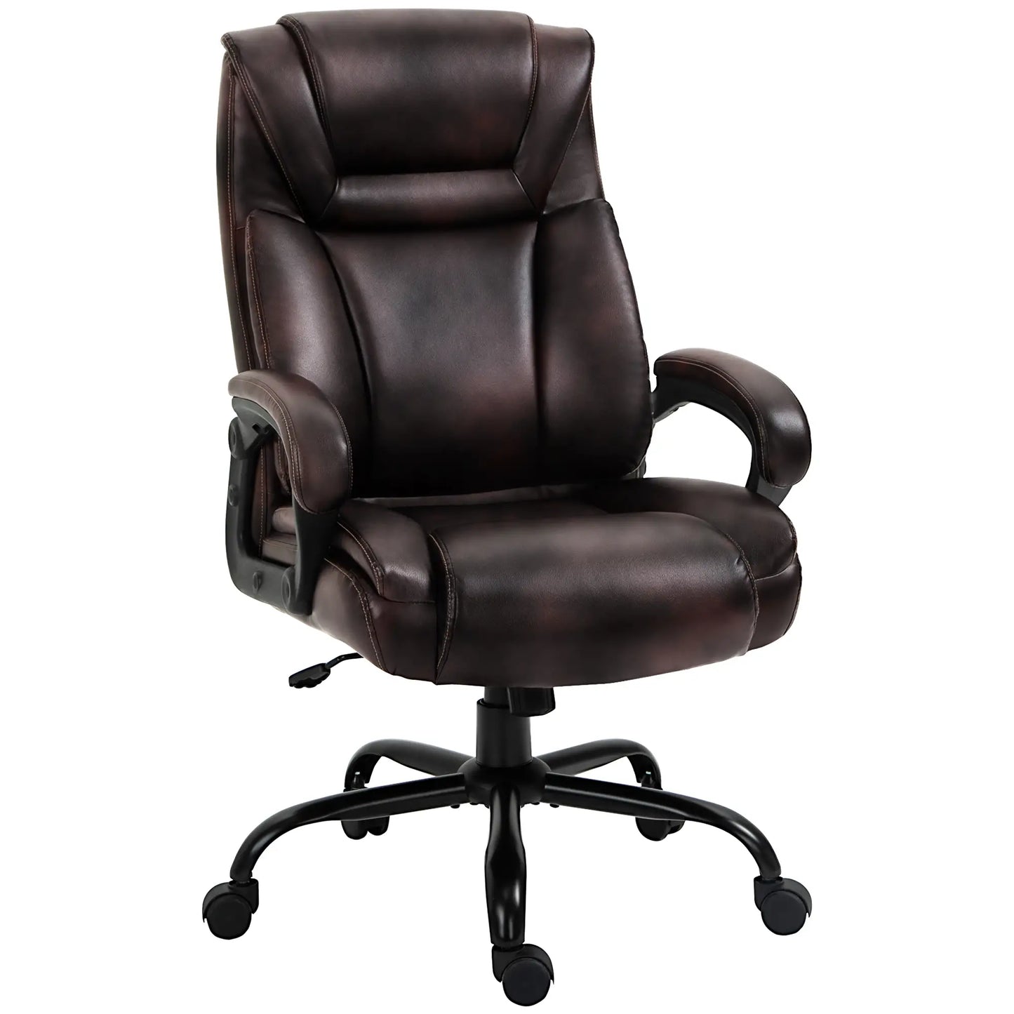 PU Leather Executive Office Chair, High Back, Adjustable Height, Swivel Wheels, 400LBS, Brown Executive & Manager Chairs Brown at Gallery Canada
