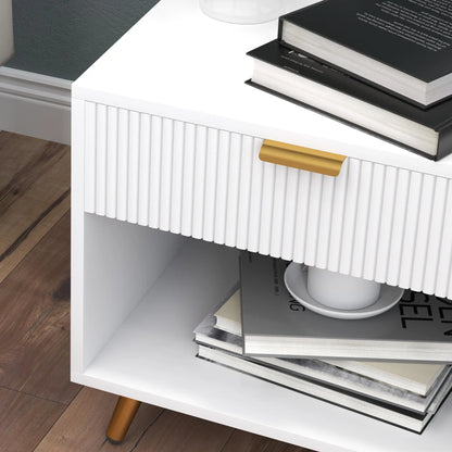 Modern Nightstand with Drawer, Open Compartment, White Bedside Tables at Gallery Canada