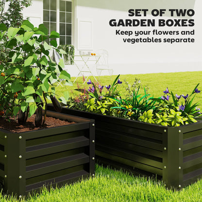 Galvanized Raised Garden Beds, Outdoor Planter Box, Set Of 2, Black Galvanized Planter Boxes at Gallery Canada