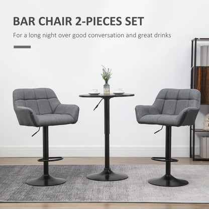 Swivel Barstools Set of 2, Adjustable Height, PU Leather, Grey Bar Stools at Gallery Canada