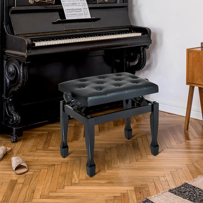 25" Adjustable Piano Bench, Padded Cushion, Storage, Black Piano Benches at Gallery Canada
