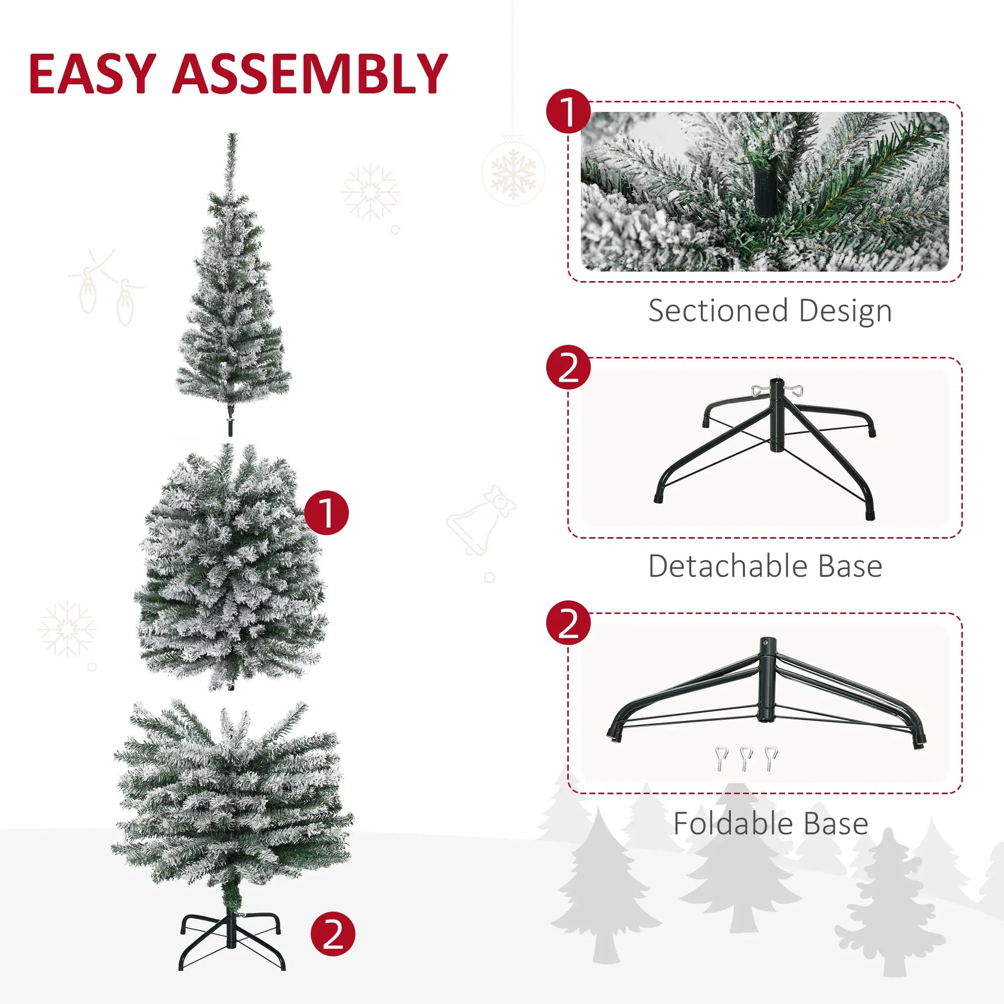 6ft Flocked Pencil Christmas Tree, Realistic Branch Tips, Green Pencil Christmas Trees at Gallery Canada