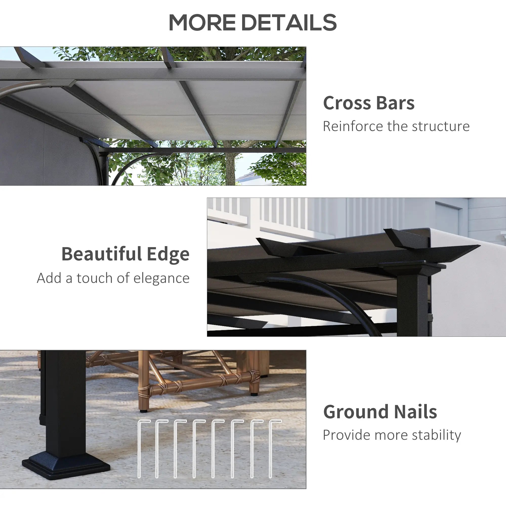 10' x 10' Outdoor Pergola, Steel Frame, Grey Pergolas at Gallery Canada