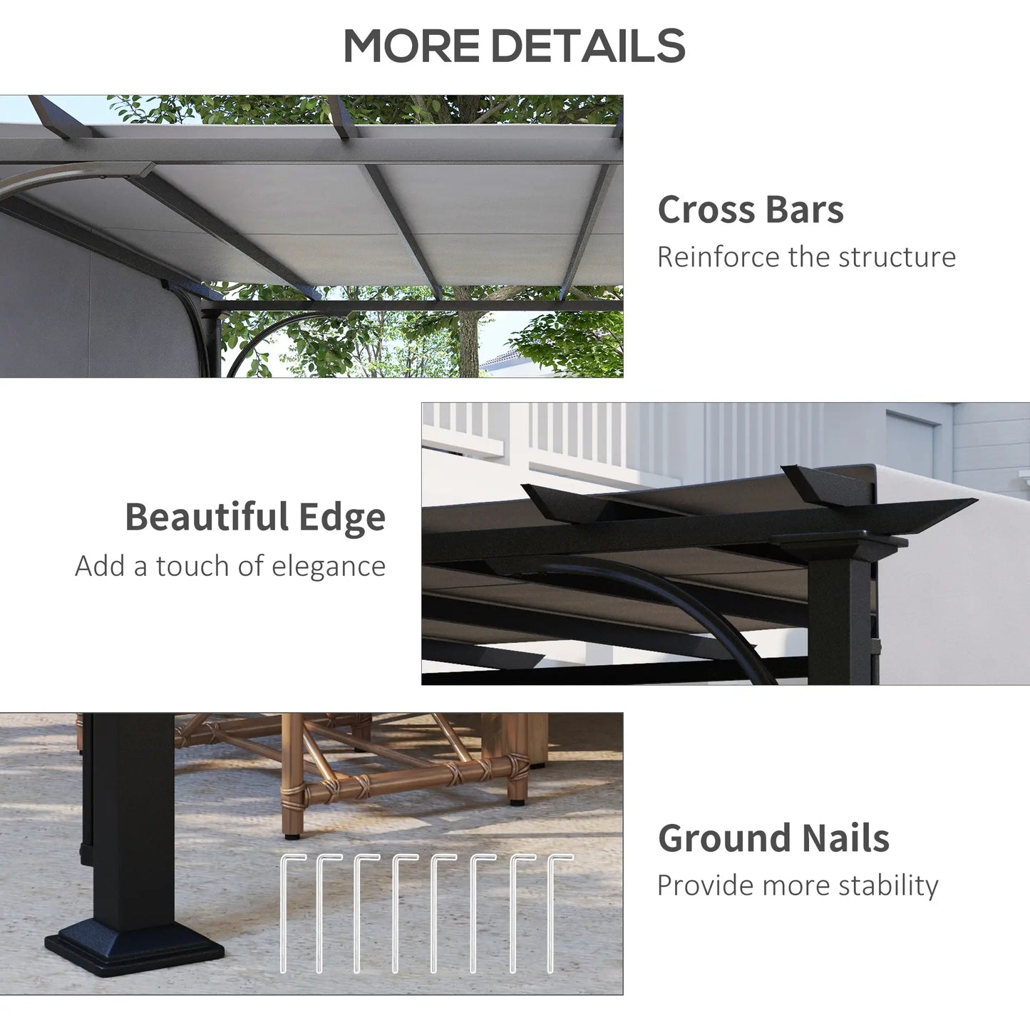 10' x 10' Outdoor Pergola, Steel Frame, Grey Pergolas at Gallery Canada