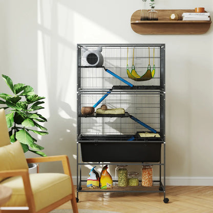 59 Inch 5 Level Small Animal Cage, Rolling Ferret Cage, Dark Grey Houses & Habitats at Gallery Canada