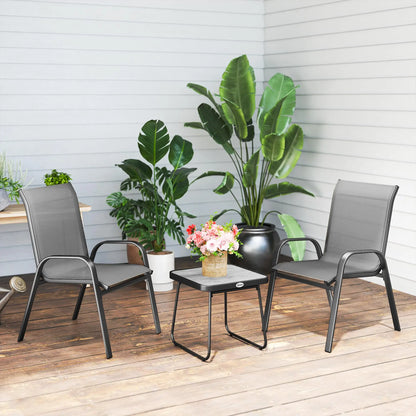 Outdoor Bistro Set, 3-Piece Patio Set, Mesh Fabric, Light Grey Bistro Sets at Gallery Canada