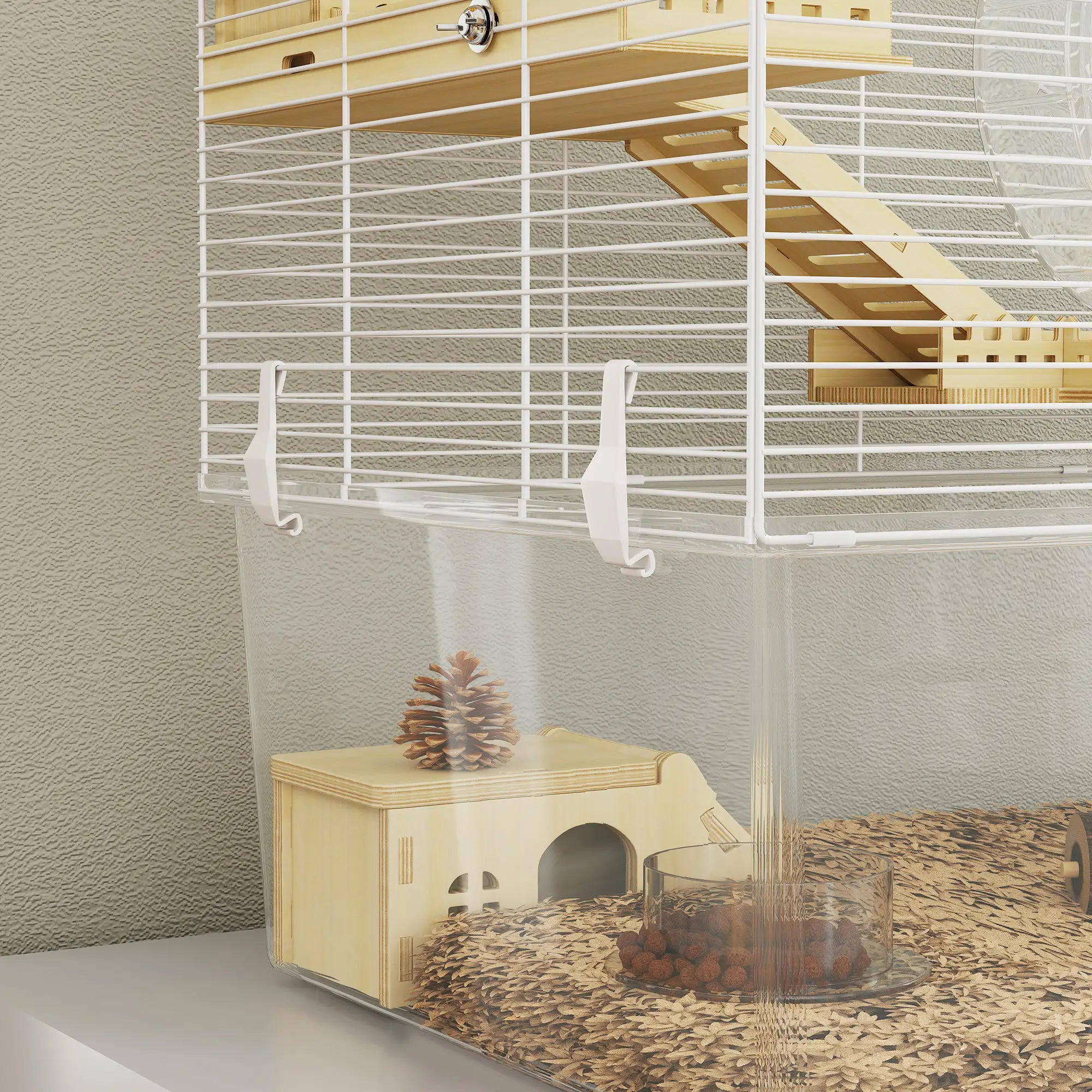 Hamster Cage with Deep Bottom, Wooden Ramp, Hut, Exercise Wheel, White Hamster Cages at Gallery Canada