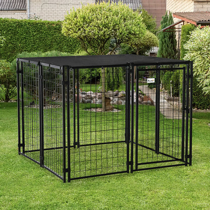 Outdoor Dog Kennel, Lockable Pet Playpen with Cover, Black Houses, Kennels & Pens at Gallery Canada