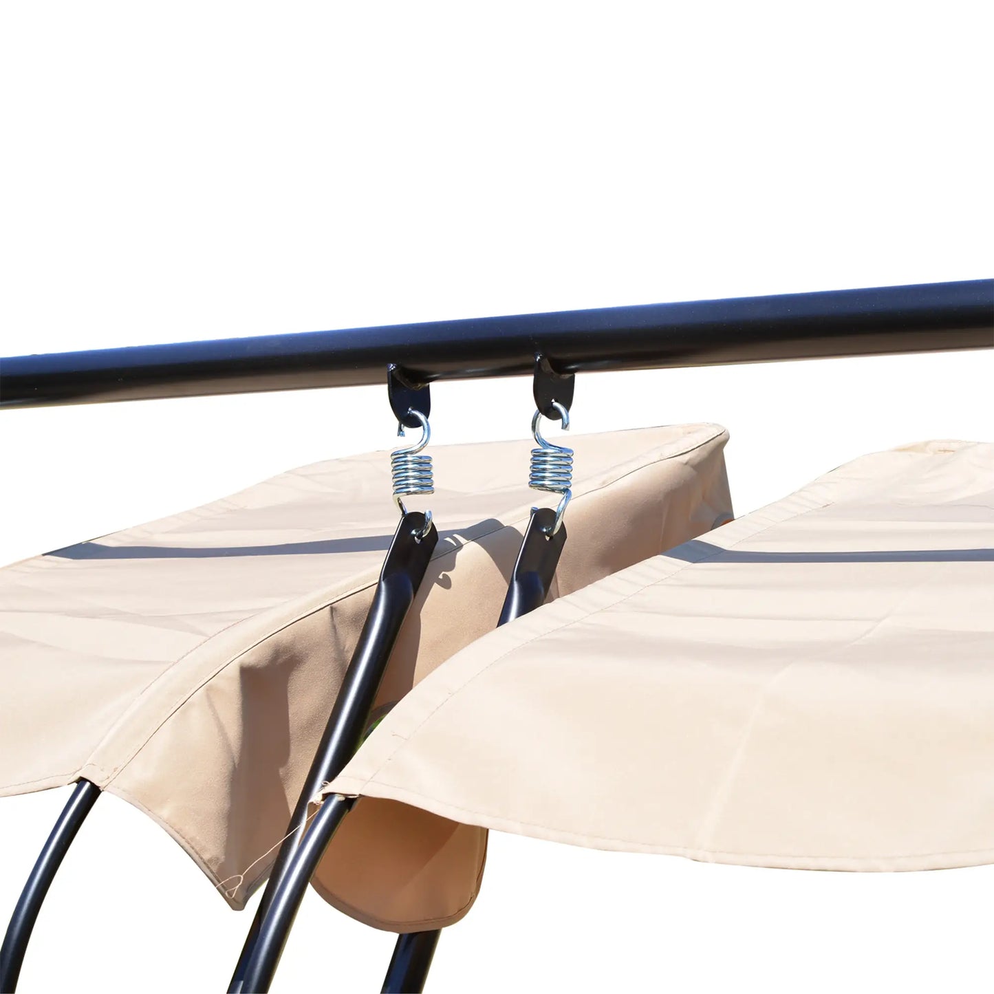 Metal Outdoor Swing Chair, 2 Seater Hammock with Canopy, Beige Patio Swings with Stand at Gallery Canada
