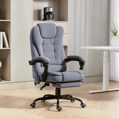 7 Point Vibrating Massage Chair, Reclining Office Chair, Adjustable Height, Grey