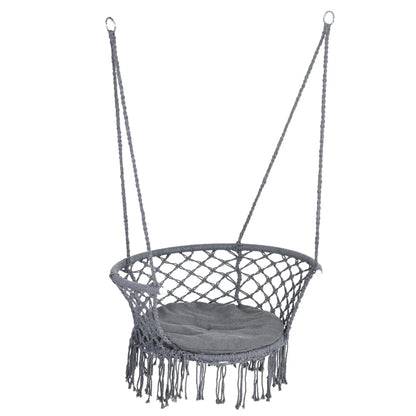 Hanging Hammock Chair, Cotton Rope with Metal Frame, Large, Dark Grey Hammock Swings at Gallery Canada