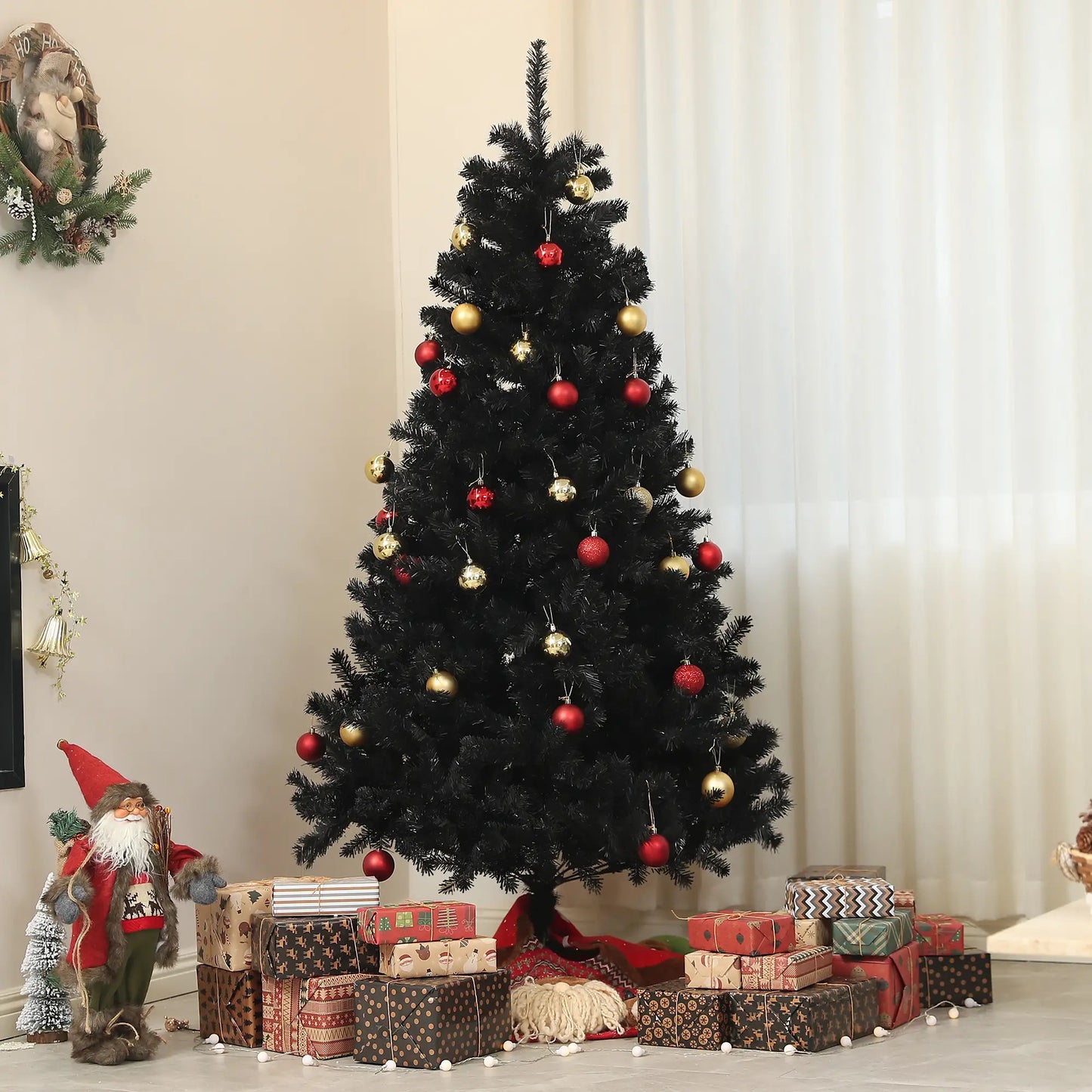 5ft Artificial Christmas Tree, Auto Open, Steel Base, Black Artificial Christmas Trees at Gallery Canada